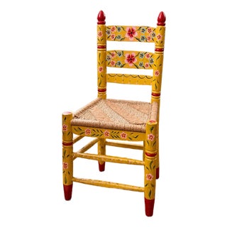 Vintage Handpainted Spanish Folk Art Chair For Sale