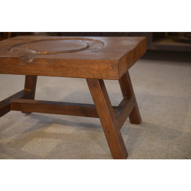 Brutalist Coffee Table in Elm, 1950s For Sale - Image 4 of 12