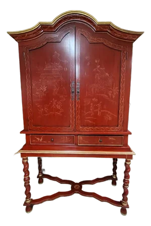 20th Century Chinoiserie Red and Gold Cabinet or Drinks Bar