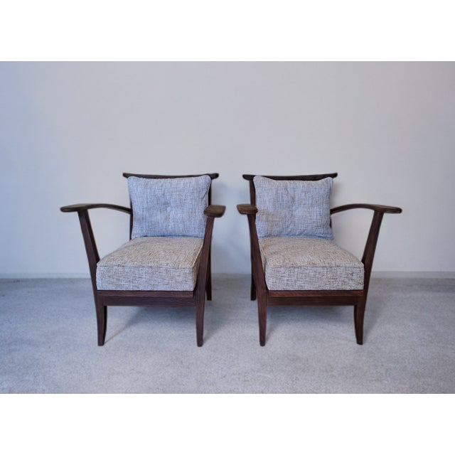 Wood Uluv Oak Armchairs, Czech Mid-Century 1950s from Uluv Krásná Jizba, Set of 2 For Sale - Image 7 of 14