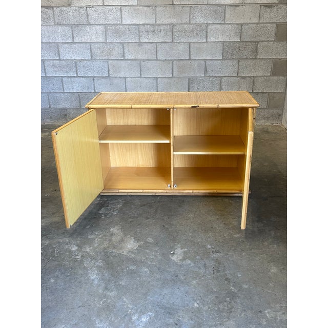 Boho Chic 1970s Two Door Sideboard Cabinet in Bamboo and Cane by Del Vera, Italy For Sale - Image 3 of 12