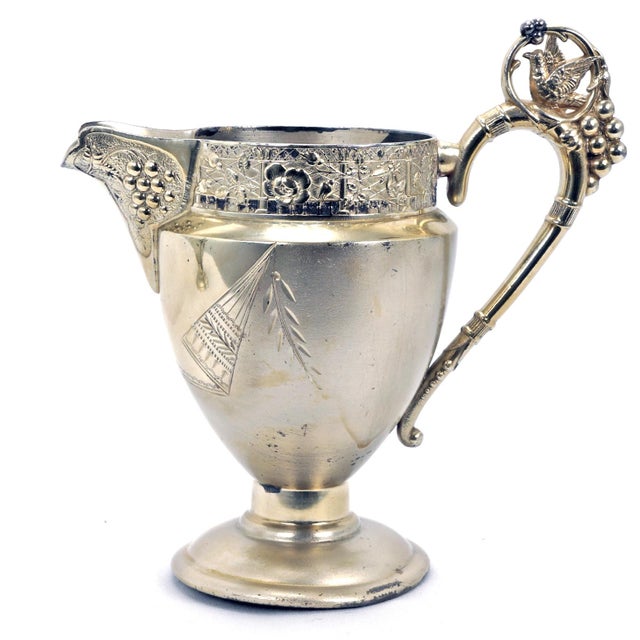 Aesthetic Movement Victorian Bird Silverplate Sugar and Creamer Circa 1870 For Sale - Image 10 of 15