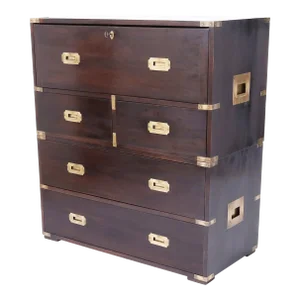 Antique English Campaign Chest With Desk