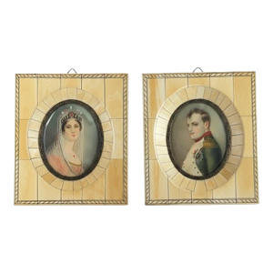 Napoleon and Josephine Portrait Miniatures, Late 19th Century - Set of 2