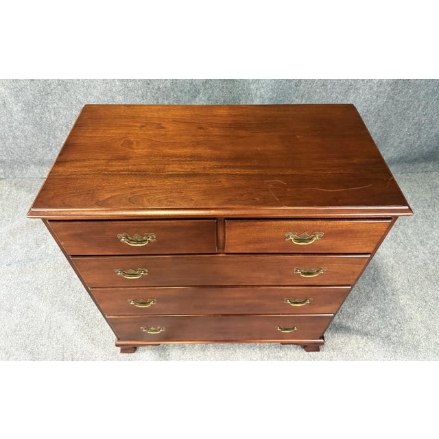 Late 20th Century Vintage Five Drawer Solid Cherry Dresser Chest For Sale - Image 5 of 10