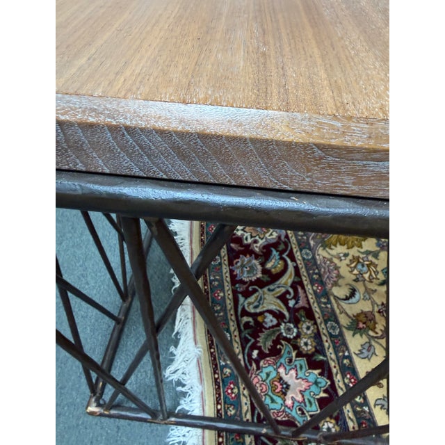 Tan Driftwood + Patinated Bronze End/Side Table For Sale - Image 8 of 12