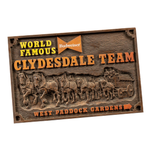 Vintage Budweiser Clydesdale Team Embossed Plastic Sign