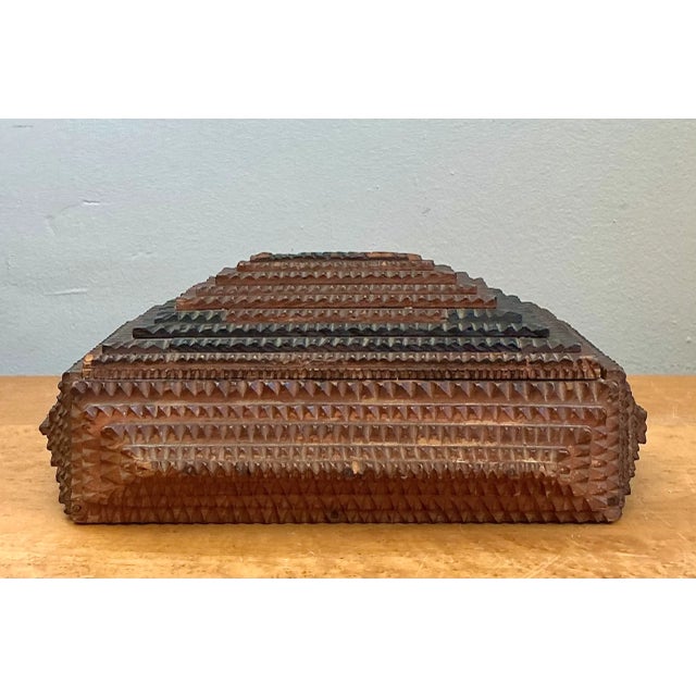 Vintage Tramp Art Wood Box For Sale - Image 4 of 12