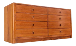 Mid Century Modern Teak Eight Drawer Dresser Credenza