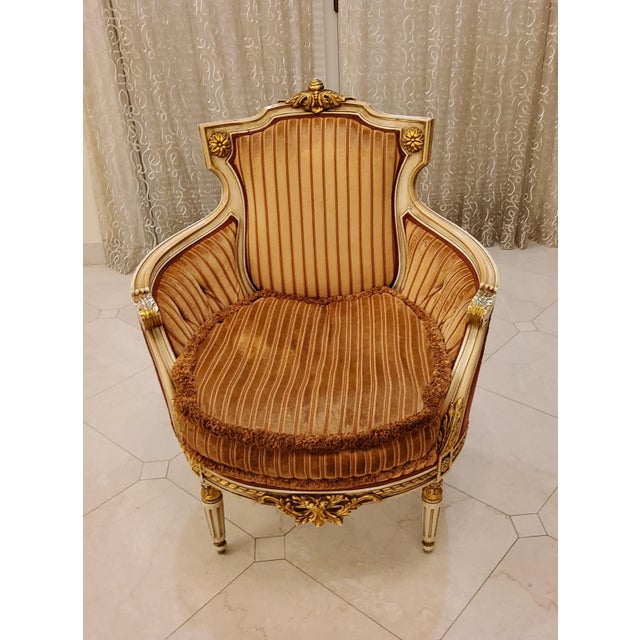 Italian 1990s Italian Settee Armchair and Ottoman Set For Sale - Image 3 of 13