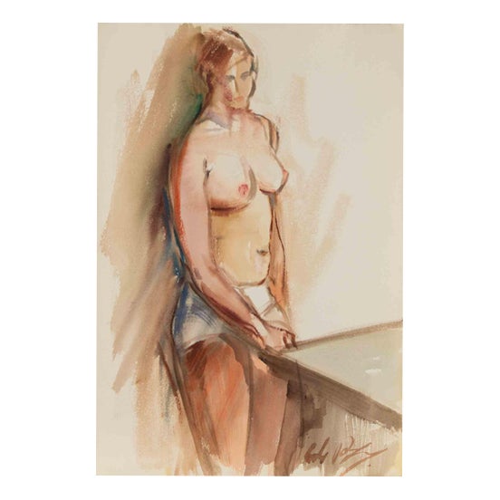 Carlo Ravagnan, Nude Woman, 1970s, Watercolor For Sale