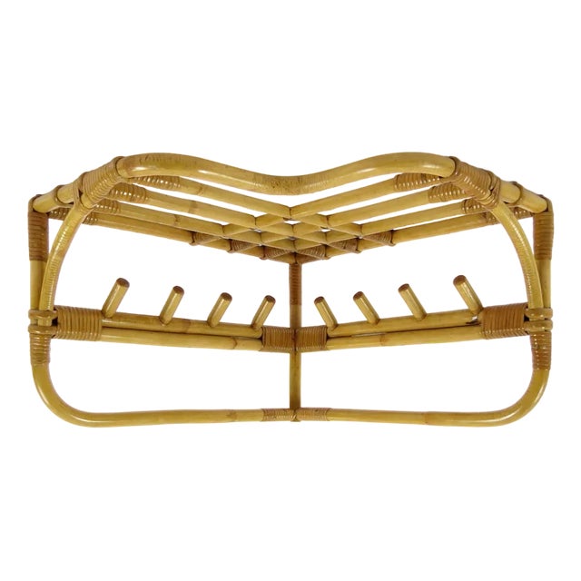 Bamboo and Rattan Coat Rack, 1960s For Sale