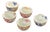 Underglaze Small, Petal-Shaped Bowl With Hand-Painted Cherry Blossoms - Set of 5 For Sale