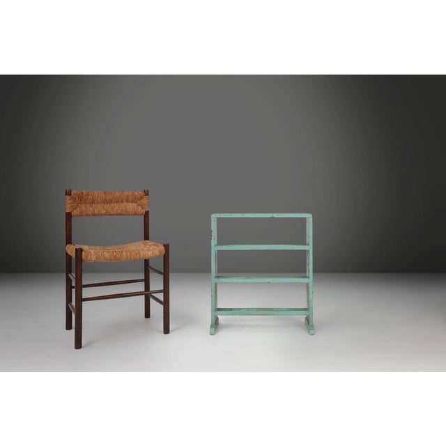 Small Industrial Mint-Colored Rack with 4 Shelves, Belgium, 1920s For Sale - Image 4 of 13