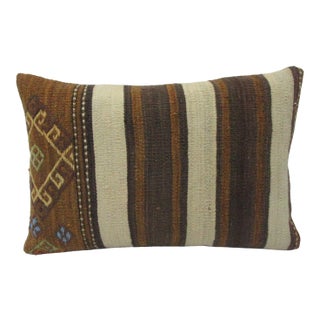 Brown & White Decorative Kilim Pillow For Sale
