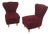 Cherry Velvet Armchairs with Wooden Legs, Italy, 1960s, Set of 2 For Sale