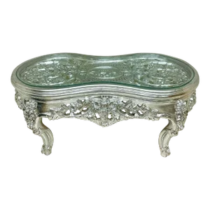 French Style Silver Side Table Glass Topped