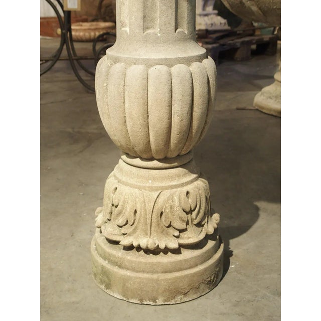 Early 21st Century Well Carved Italian Limestone Planter or Fountain Element, H-45 Inches For Sale - Image 5 of 12