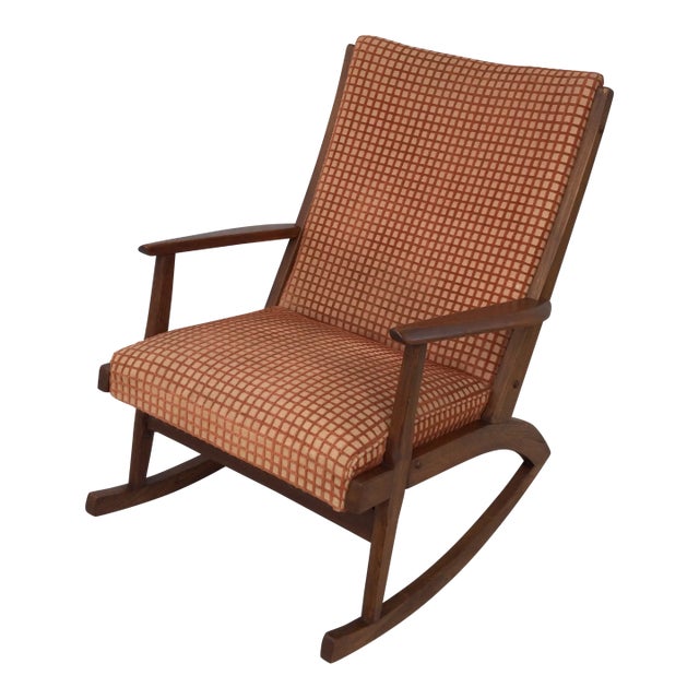 Vintage Mid-Century Modern Walnut Rocking Chair For Sale
