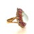Bochic “Orient” Aqua, Tanzanite & Tourmaline Cluster Ring Set 18K Gold & Silver, Size 4.5 For Sale - Image 9 of 12