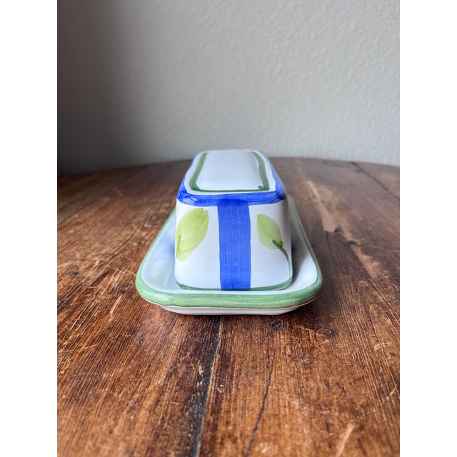 1990s Caleca Leaf Pattern Made in Italy Butter Dish With Lid For Sale - Image 4 of 11