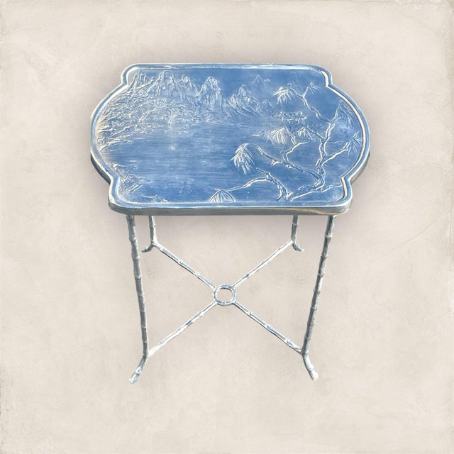 Silver 1980s Maison Bacques Style Chinoiserie Faux Bamboo Side Table For Sale - Image 8 of 8