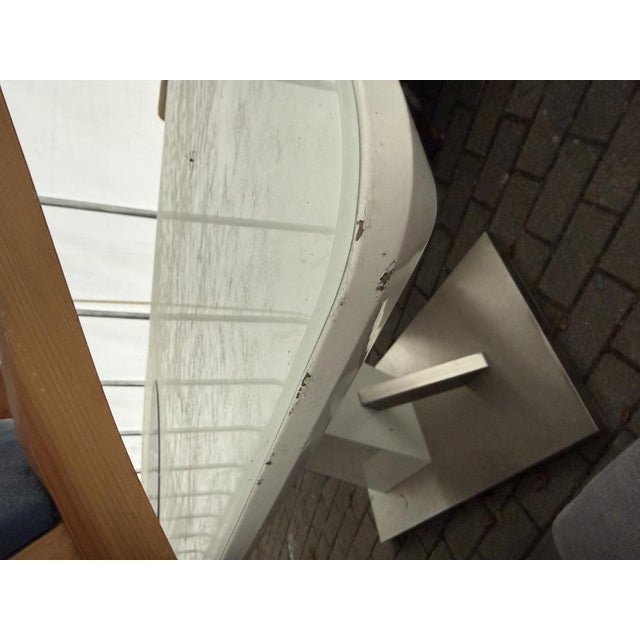 White Wooden Dining Table with Stainless Steel Details, 1980s For Sale - Image 6 of 9