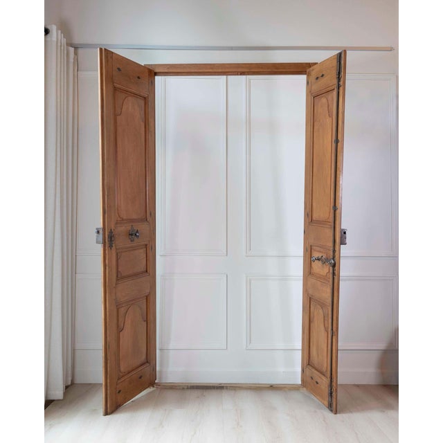 French 19th Century Double-leaf Double-sided Walnut Communication Door For Sale - Image 15 of 18