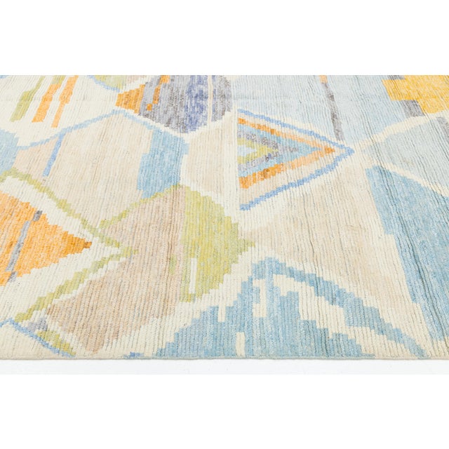 2010s Abstract Geometric Moroccan Style Hand-Knotted Wool Rug – Pastel & Earth Tones For Sale - Image 5 of 11