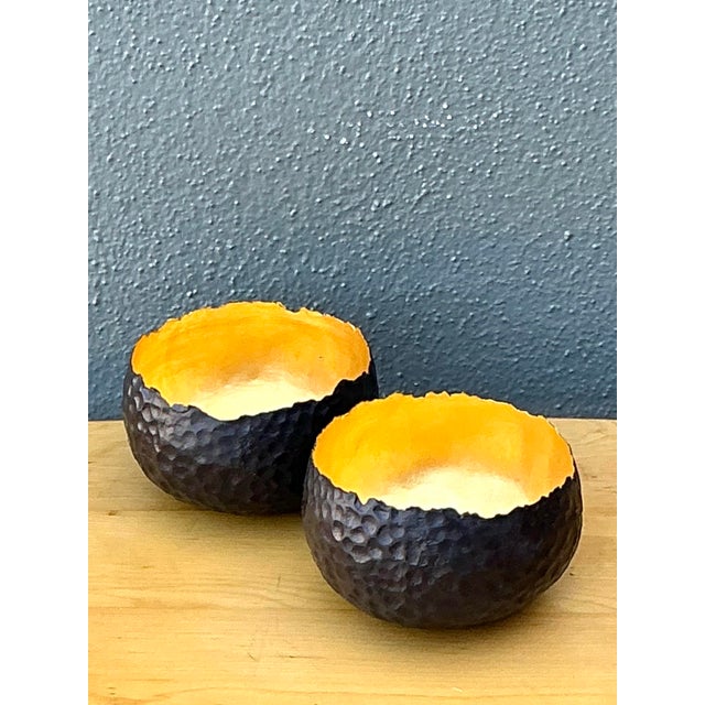 Vintage Contemporary Alexander Lamont Hammered Raw Edge Bronze Bowls - a Pair For Sale - Image 9 of 12