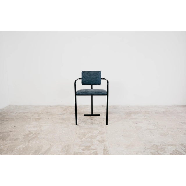 Metal Vintage Minimalist Postmodern Metal and Fabric Armchair, 1980s For Sale - Image 7 of 12