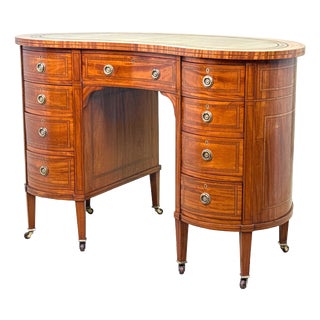 19th Century Satinwood Kidney-Shaped Desk, 1890 For Sale