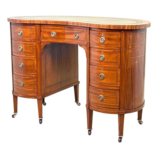 19th Century Satinwood Kidney-Shaped Desk, 1890 For Sale