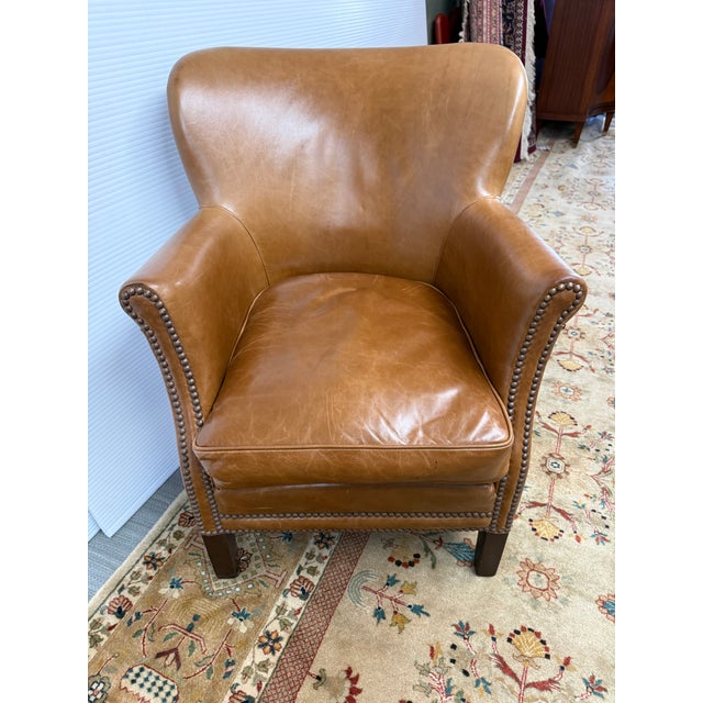 Sunrise Home Leather Wingback Armchair For Sale - Image 12 of 12