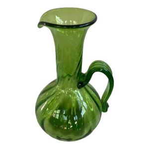 Mid Century Blenko Giant Handblown Green Pitcher