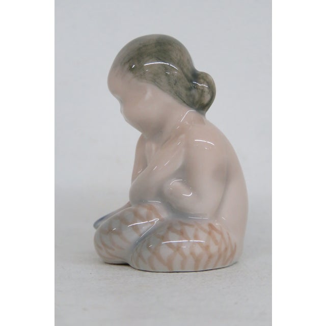 Late 20th Century Royal Copenhagen Little Mermaid Model No 2313 Porcelain Miniature Figurine 4488b For Sale - Image 5 of 12