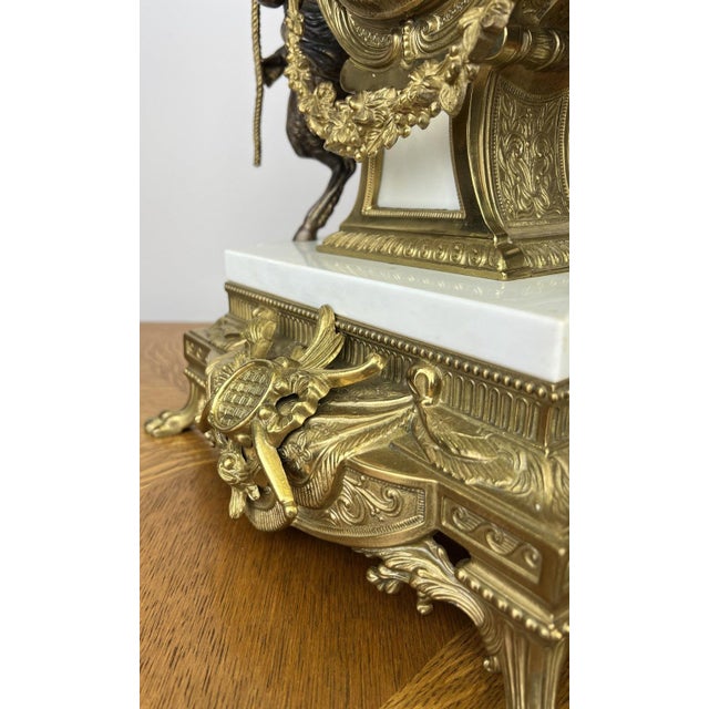 Louis XV Brass Marble Garniture Set with Candelabras, Set of 3 For Sale - Image 14 of 18