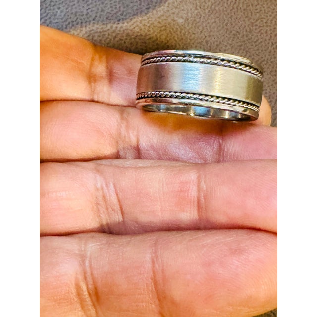 10MM WIDE MILGRAIN EDGE Platinum Plain Wedding Band Ring 24.2 Grams, COMFORT FIT For Sale - Image 4 of 18