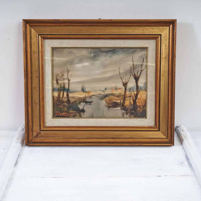 Giovanni Lovetti, Fresco with Rural Landscape, 2000s, Oil on Canvas, Framed For Sale - Image 6 of 6