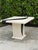 White 1990 Postmodern Pedestal Accent Table With Black & Brass Inlay For Sale - Image 8 of 11