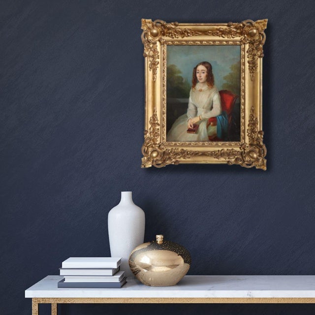 We are pleased to present this beautiful 19th-century italian school oil on canvas painting. The painting depicts a young...