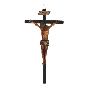19th Century Pedro Antonio Fresquis Painted Wood and Gesso Cristo Crucificado