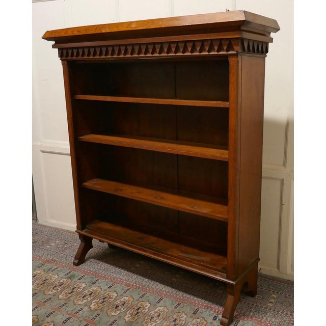 Large Arts & Crafts Golden Oak Open Bookcase, 1880s For Sale - Image 4 of 9