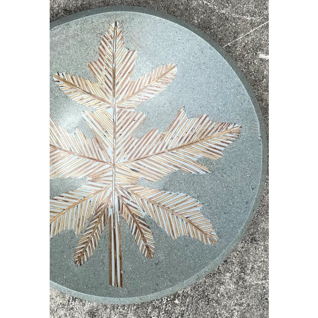 Stone Gray Vintage Monumental Leaf Motif Decorative Bowl For Sale - Image 8 of 12