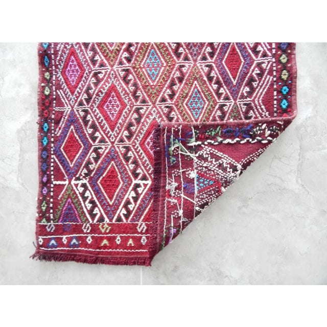 Textile Vintage Geometrical Turkish Cicim Kilim Rug 1′10″ × 2′9″ For Sale - Image 7 of 8