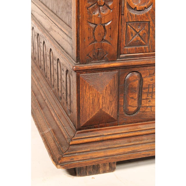 Baroque Style Oak Credenza For Sale - Image 9 of 14