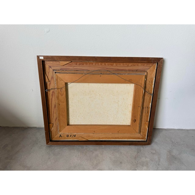 Vintage Lilian Latal Folk Art Winter Landscape Oil on Canvas Painting For Sale - Image 11 of 11