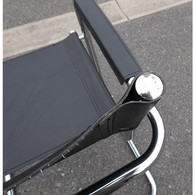 Vintage Italian B34 Leather Chrome Slide Chairs by Mart Stam, 1990s, Set of 2 For Sale - Image 15 of 18