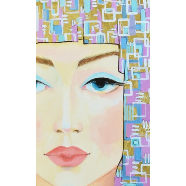 Stunning Beautiful Woman Portrait Oil Painting W/ Antiqued Gold Wood Frame For Sale - Image 4 of 9