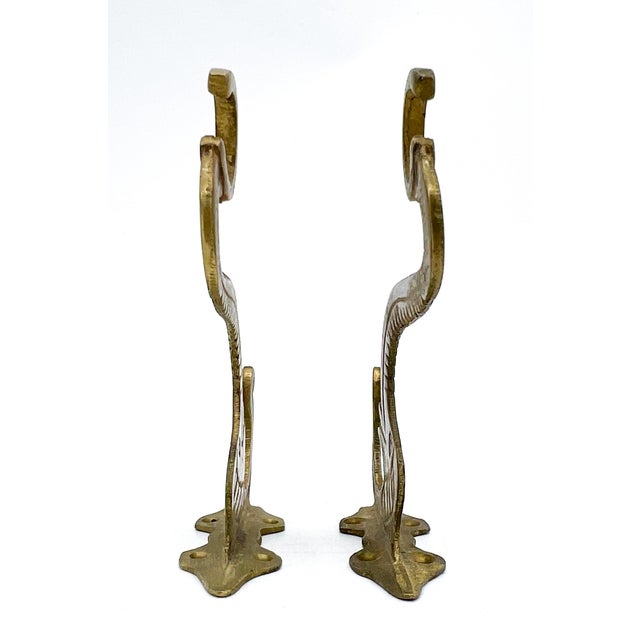 Late 20th Century Pair of Vintage Indian Brass Elephant Double Wall Hooks – Bohemian / Global For Sale - Image 5 of 11